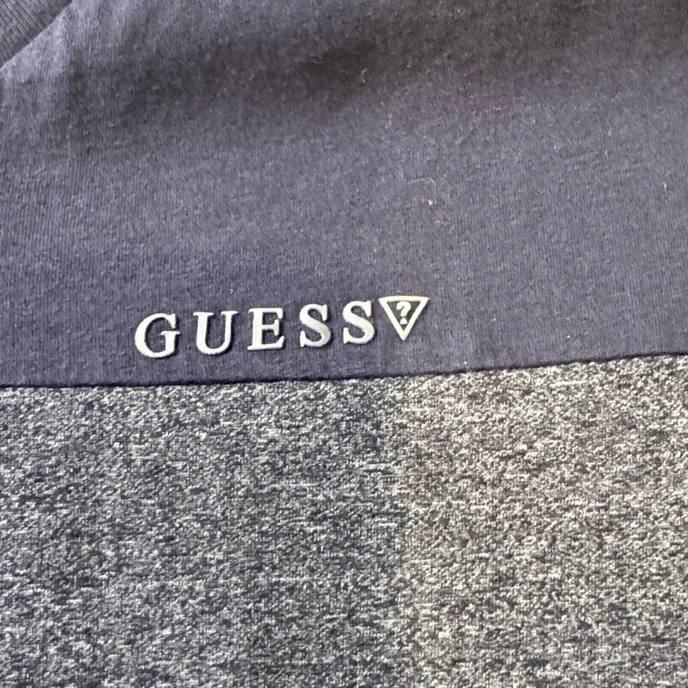 GUESS Men's Dark Blue and Charcoal V-Neck Tee - Picture 3 of 4